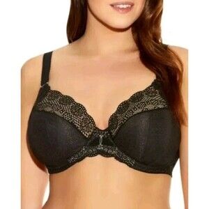 Elomi Carmen Underwire Plunge Bra With Stretch Cup #4010 UK Size 38M Black